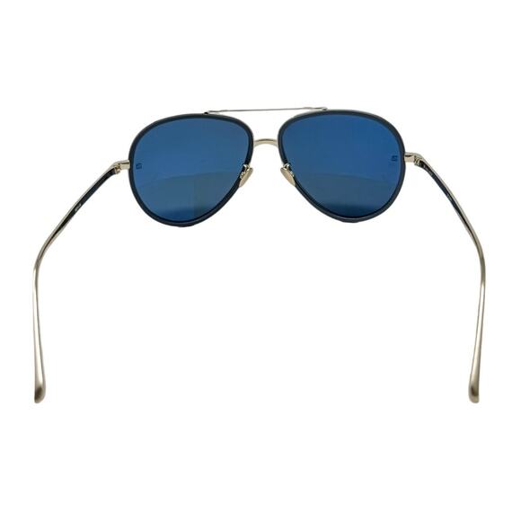 Linda Farrow Premium Luxury Aviator Sunglasses Blue Gold w/ case, box LFL 539/5 - Picture 7 of 11